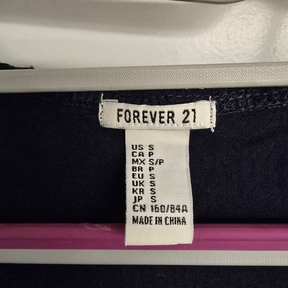 Women's Forever 21 Navy Blue Crochet Lace Overlay Long Sleeve Dress - Size Small - Picture 8 of 9